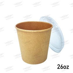 KRAFT ΣΤΡΟΓΓΥΛΟ BOWL ΣΟΥΠΑΣ ΚΑΦΕ + PET ΚΑΠΑΚΙ 26oz 25τμχ