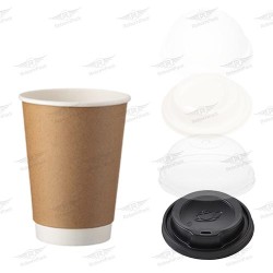 SET ΖΕΣΤΟΥ ΠΟΤΗΡΙ DOUBLE 12oz KRAFT + ΚΑΠΑΚΙΑ 500τμχ