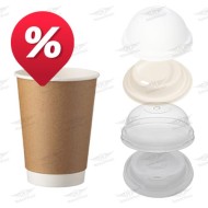 SET FREDDO ΠΟΤΗΡΙ DOUBLE 12oz KRAFT + ΚΑΠΑΚΙΑ 500τμχ