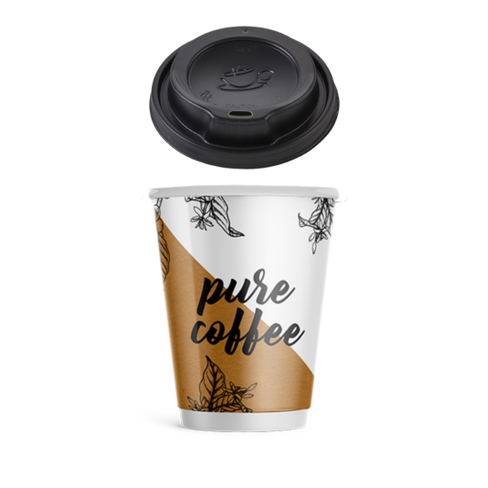 PURE COFFEE SET ΖΕΣΤΟΥ ΠΟΤΗΡΙ DOUBLE 12oz + ΠΙΠΙΛΑ ΜΑΥΡΗ 500τμχ