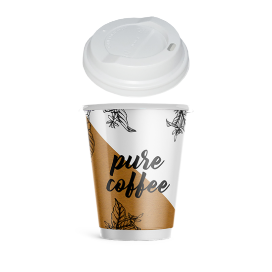 PURE COFFEE SET ΖΕΣΤΟΥ ΠΟΤΗΡΙ DOUBLE 12oz + ΠΙΠΙΛΑ ΛΕΥΚΗ AMERICAN 500τμχ