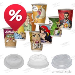 SET FREDDO - ΖΕΣΤΟ ΠΟΤΗΡΙ DOUBLE 12oz POP ART + ΚΑΠΑΚΙΑ 500τμχ