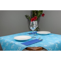 ΤΡΑΠΕΖΟΜΑΝΤΗΛΟ 100x100cm DAMA FISH ΓΑΛΑΖΙΟ ΑΝΑΓΛΥΦΟ 3x50τμχ